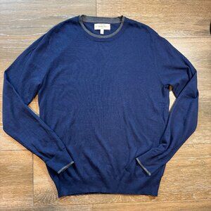 Hawker Rye men's navy cotton/cashmere crew neck sweater size Large
